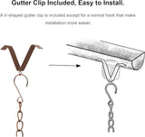 Glitzhome 8.5 FT Lotus Flower Rain Chains, Faux Copper Rain Chains for Gutters with 15 Cups, Adjustable Rain Catcher Chain with V-Shaped Gutter