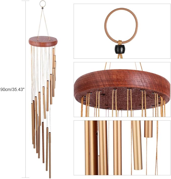 Wind Chimes Outdoor Memorial, 18 Aluminum Alloy Tubes Handcrafted for Superior Musical Performance and Durability, Hanging Decoration for Home Garden Yard Patio Porch Christmas