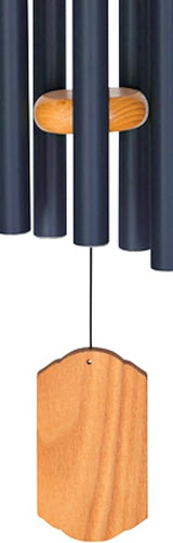 Carson 21" Wood and Navy Chimes - Classic Windchime - Wood Windchime for Outdoor Decor - Garden Patio Porch