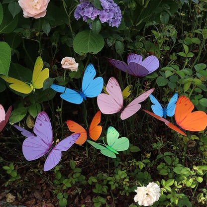 VininMayii，24PCS（6 Colours X 4） Butterfly Garden Stakes，Waterproof Outdoor Yard Art，Vibrant Realistic Plant Picks for Flower Beds，Planters and Patio，Fluttering Whimsical Decor for Spring and Memorials