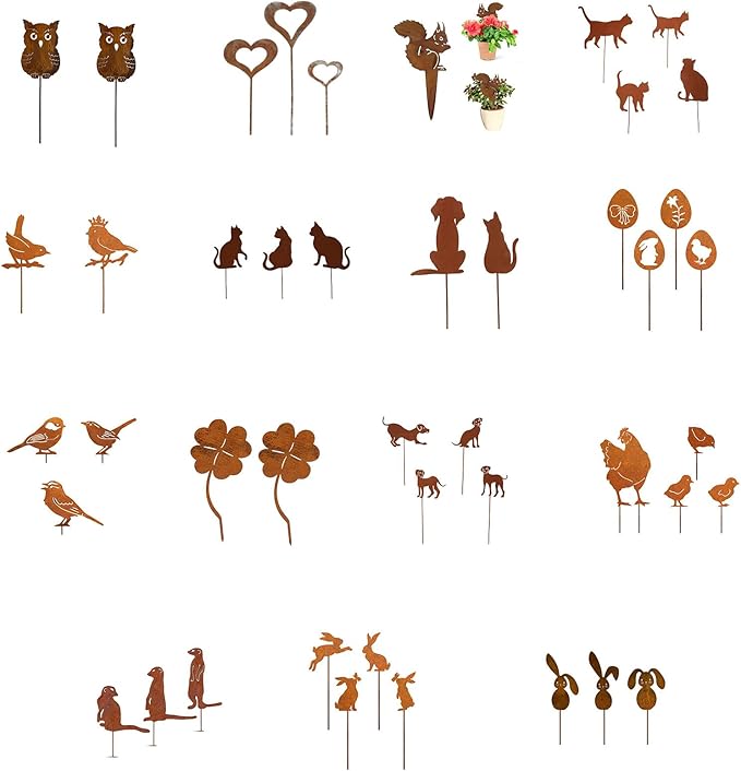 Gardens Stake,Metal Animal Yard Decors Garden Art Rusted Animals for Outside Decorations Outdoor Decorative Stake Lawn Accessory, 20*14*10.6cm, 3 hearts