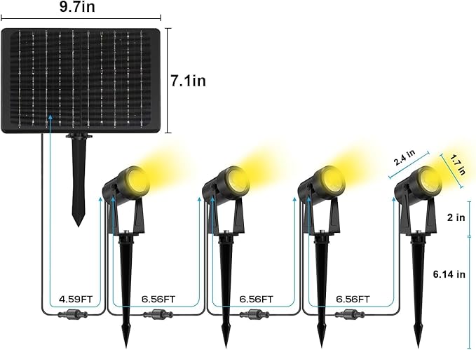 ZYAN Solar Landscape Spotlights, Separate Panels and USB-C Powered 10800mAh Auto On Off Dusk to Dawn, Outdoor IP65 Waterproof Spotlights, Warm White for Yard Path Patio (8 Pack)