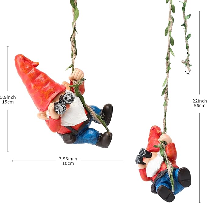Hanging Gnome Garden Statue Funny Climbing Gnomes with Telescope Tree Hugger for Outdoor Lawn Home Patio Yard Art Decoration Christmas Birthday Gifts for Mom Women