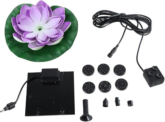 Solar Garden Fountain Water Lilies Designs Outdoor Bird Bath Accessories Suitable for Patios and Fish Pond Fish Pond Accessories