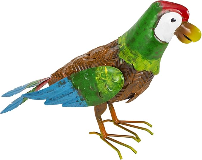 Metal Parrot Garden Statues Outdoor Decor, Parrot Outdoor Sculptures Yard Art Decoration for Patio Lawn Fence Backyard, Gift for Women Moms Grandmas