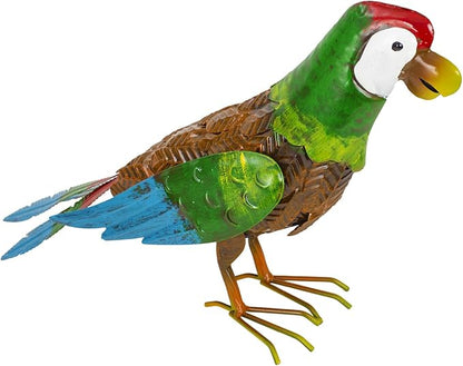 Metal Parrot Garden Statues Outdoor Decor, Parrot Outdoor Sculptures Yard Art Decoration for Patio Lawn Fence Backyard, Gift for Women Moms Grandmas