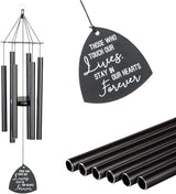 Evergreen Hand Tuned Memorial Wind Chime for Outside | Stay in Our Hearts Forever | Scale of A | Deep Tone | Powder-Coated Metal | Black | 30-Inches Tall | Sympathy Gift for Home Garden Decoration