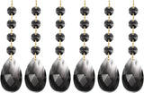 PATIKIL Teardrop Crystal Chandelier Pendants Beads, 6 Pack 120mm Length 38mm Chandelier Prisms Parts Ornaments Hanging Beads for DIY Arts Crafts Decoration, Light Black