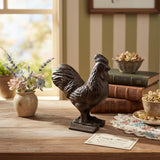Comfy Hour 3.5" Cast Iron Rooster Figurine, Rustic Farmhouse Kitchen Decor, Vintage Brown Chicken Statue for Indoor Outdoor Garden Shelf Mantel, Country Home Office Ornament, 1 pc
