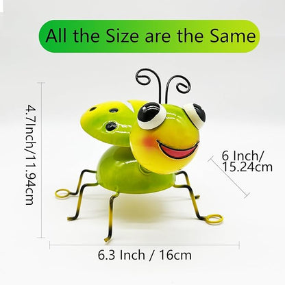 Cruis Cuka Metal Yard Art Garden Decor for Outside Cute Green Ladybugs Lawn Patio Ornaments Backyard Decorations Garden Gifts for Mom - Set of 2