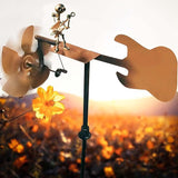 Handmade Metal Drummer Windmill, Drummer Music Figurines and Statues,Metal Art Musician Rocking Figurine Wind Mill for Garden Yard Lawn Patio (Guitarist)