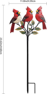 Cardinal Garden Stake, Metal Red Bird Outdoor Decor, Large Cardinal Statue for Yard, Patio, and Garden(Cardinals)