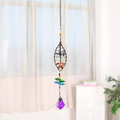 MrMrKura Tree of Life Crystal Suncatcher for Window Hanging, 3 Pieces Rainbow Maker with Prisms Decorative Sun Catcher Crystals Ornament for Indoor Home Decor