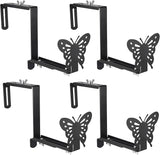 VIVIKEN Planter Box Bracket, Adjustable Hang Window Box Holder with Butterfly, Hanging Flower Pot Stand Brackets for Outdoor Patio Garden Fence Pergola Balcony Supporting Heavy Planters-4Pack