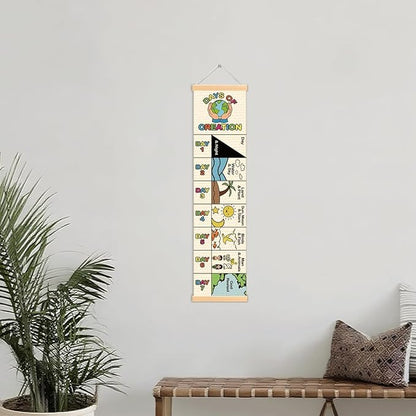 Days of Creation Banner, Church Banner, Religion Rustic Hanging Door Flag, Farmhouse Decorations Outdoor Indoor, Church Activity Decor, Bible Lesson, Scripture and Words Decorations