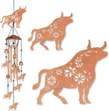 Cattle Pattern Wind Chimes for Farm Outside, Windchimes Suitable for Outdoor Garden Patio Porch and Home Decor, Unique 33“ Metal Memorial Wind Chimes for Spring Summer Farm Gifts