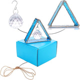 H&D HYALINE & DORA Stained Glass Window Sun Catcher Hangings Pyramid Colored Glass Hanging Ornament for Wall, Window，Car and Party Decoration,Blue