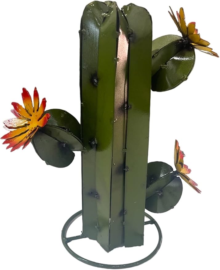 Mini Metal Saguaro - Garden Art (Olive)