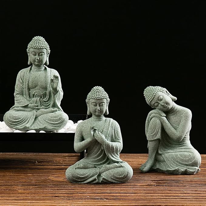 CrazySavage Mini Buda Meditating Buddah Statue-Natural Sandstone Stone -Handmade for Zen Garden Fish Aquarium Tank Yoga Bonsai Micro Landscape Spiritual Fengshui Praying Shui Chakra Decor (Blessing)