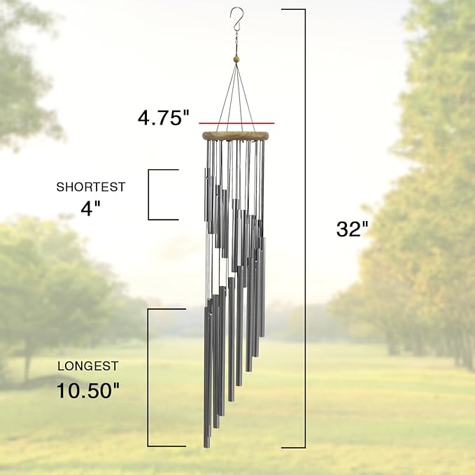 Sorbus Wind Chimes – Tubular Decorative Outdoor Garden Accent with Soothing Musical Bell Sounds – Great for Memorial, Home, Deck, Patio, or Garden, Metal