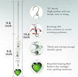 Big Heart Crystal Sun Catchers for Windows Hanging, Double-Spiral Design Gazing Ball Spiral Tail, Rainbow Maker Prism, Sun Catchers Indoor Window for Kitchen, Patio, Porch, Garden(Green)