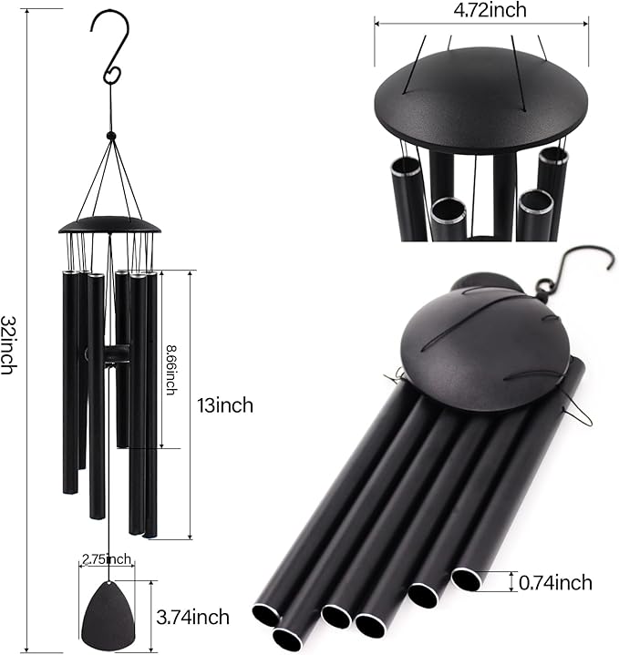 MFEESYOB Wind Chimes for Outside, 32" Outdoor Deep Tone Aluminum Wind Chime, Professionally Tuned E Major Pentatonic, Weather-Resistant Garden Decor, Memorial Gift for Mom