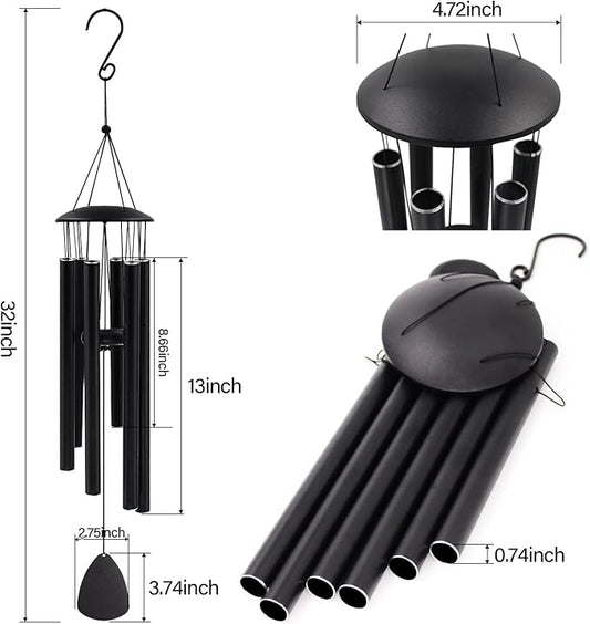 MFEESYOB Wind Chimes for Outside, 32" Outdoor Deep Tone Aluminum Wind Chime, Professionally Tuned E Major Pentatonic, Weather-Resistant Garden Decor, Memorial Gift for Mom