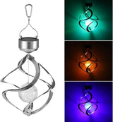 Powstro Solar Hanging Lamp, Wind Sparkling Crystal Ball Color Changing LED Ornament for Lawns and Gardens