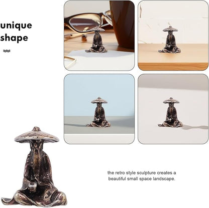 Toddmomy Miniature Chinese Ancient Figure Statue Copper Alloy Micro Landscape Figurine for Bonsai Terrarium Garden Decor Indoor Outdoor 0.70In