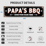 BBQ Restaurant Tin Decor 16 * 4 Inches "PAPA'S BBQ GOOD FOOD MADE HERE" Restaurant/Patio Wall Art - Retro BBQ Accent, Southern Decor, BBQ Metal Sign