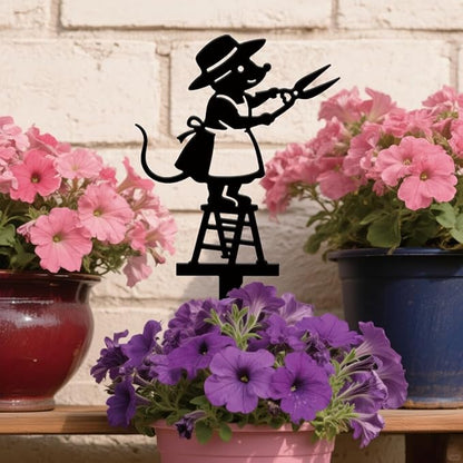 SUPERDANT Metal Mouse Garden Decor for Outside Cute Yard Stakes for Decorations Outdoor Statues Iron Art Stake Decorative Silhouette Lawn Ornament Patio Porch Farmhouse Decoration Gifts