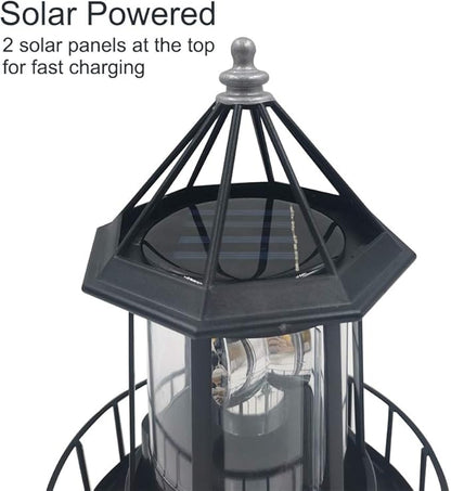 Tookie Solar Powered Lighthouse, 360 Degree Rotating IP65 Waterproof Garden Smoke Towers Statue Lights, Landscape Beacons Lamp for Lawn Patio Pond Yard Outdoor Decor