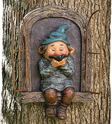 vomiceak Whimsical Fairy Garden Gnome Statue, Tree Faces Decor Outdoor -5.9 Inch, Funny Garden Tree Decoration,Ideal Patio Yard Lawn Porch Decoration