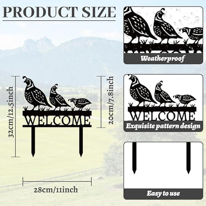 WADORN Black Quail Metal Decorative Garden Stakes, Bird Lover Gifts for Women Mom Grandma Beloved Unique Welcome Metal Birds Yard Art Sculptures Decor for Home Garden Backyard Outdoor Lawn Ornaments