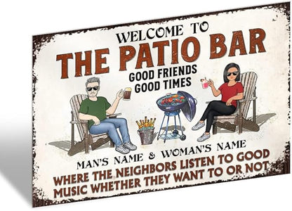 Custom Patio Backyard Metal Signs Where Neighbor Listen to Good Music Welcome Sign, personalized Retro Wall Decor for Home Gate Poolbar Balcony Basement Sign Gift tin signs vintage metal Funny Wall Decoration (The Deck)