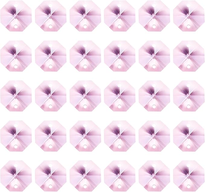 PATIKIL K9 Crystal Octagon Beads 2 Holes Pendants, 60 Pack 14mm Chandelier Prisms Parts Ornaments Hanging Beads for DIY Arts Crafts Decoration, Pink