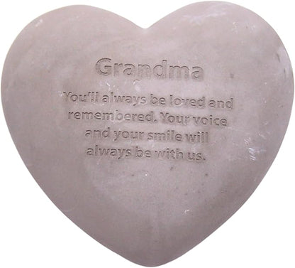 Wowser Heart Shaped Memorial Stone, Sympathy Gift, Remembrance Garden Accent, 6 Inches (Grandma)