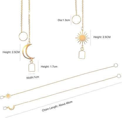 Sun Catcher Gold Chains Hook for Crystal Ball Pendant Suspension Window Prism DIY Christmas Tree Decoration 18inch 4pcs Sun Moon
