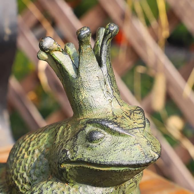 WAYUTO Cast Iron Frog Statue Sitting Frog Figurine Frog Sculpture Figurine Frog Doorstop Frog Ornament for Garden, Yard, Patio, Lawn and Pond Decoration