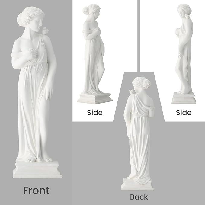 EROMMY Outdoor Garden Statue, 31.5-Inch Greek Nymph Sculpture in Roman Style, Elegant Goddess Figurine for Patio, Yard, Lawn & Porch Decor Ivory