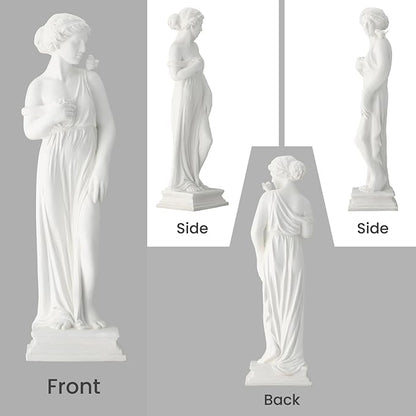 EROMMY Outdoor Garden Statue, 31.5-Inch Greek Nymph Sculpture in Roman Style, Elegant Goddess Figurine for Patio, Yard, Lawn & Porch Decor Ivory
