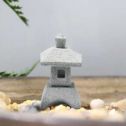 Saihisday 3pcs Miniature Pagoda Statues Japanese Style Pagoda Lantern Asian Decor Square Chinese Pagoda Statue for Zen Garden Indoor Outdoor Decor Micro Rockery Landscape Kit