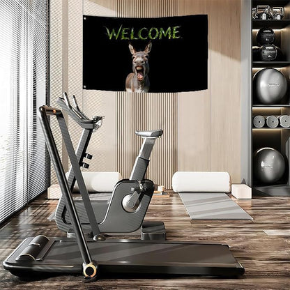 Donkey Welcome Flag 2X3FT, Farm House Flags, Donkey Meme Banner,Both Sides Printed, Men Women Banner,Vibrant Colors, Double Stitched with 2 Brass Grommets, Bar Garden Street Decoration, GYM, Office Decor,Indoor Outdoor Use,Gifts. (Donkey, 2x3ft)