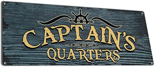 Captain’s Quarters, 5.75 x 15.5 Inch Aluminum Sign, Boat, Ocean, Sea and Pirate Themed Decor, Gifts for Boaters, Sailors, Skipper, Deckhand, First Mate, Crew, Fishermen AL-0616-RK1046ST