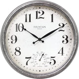 Maison in/Outdoor Clock with Thermometer, 2 in One Weather Station (Weather Thermometer/Wall Decoration) (Galvanized, 13 inch)