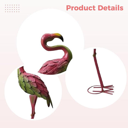 2 Pcs Garden Statues Metal Flamingos, 23.6 in, for Outdoor Decor, Iron Flamingo Ornament for Wedding, Lawn, Patio, Gifts
