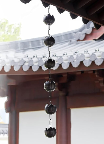 Copper Rain Chain Outdoor Gutter Downpipe, Petal Shaped Decorative Rain Bell, Rain Guide Chain(240cm (94 1/2"))