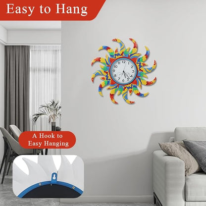 24 Inch Outdoor Clock Silent Non-Ticking, Outdoor Wall Clock with Thermometer & Humidity, Sun Outside Clock Decor for Patio, Living Room, Home Decor