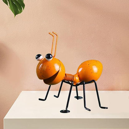 Garden Sculpture Metal Ants Hanging Wall Art Garden Lawn Yard Landscaping Decoration Home Gardening Gift Ornament (Yellow)