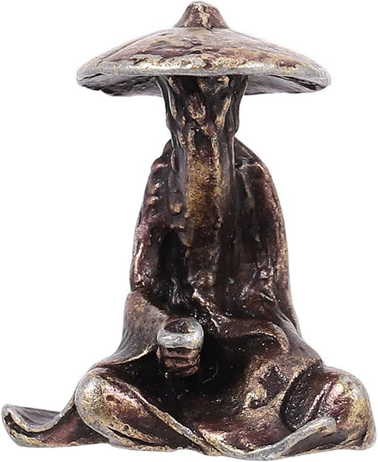 Toddmomy Miniature Chinese Ancient Figure Statue Copper Alloy Micro Landscape Figurine for Bonsai Terrarium Garden Decor Indoor Outdoor 0.70In